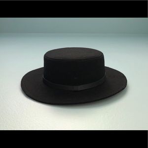 Urban Outfitters Black Felt Boater Hat